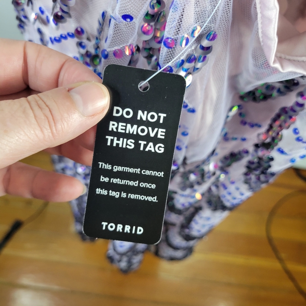 NWT Torrid Mini Sequin Mesh Shift Dress Purple Size 1X/14-16 - Picture 12 of 16